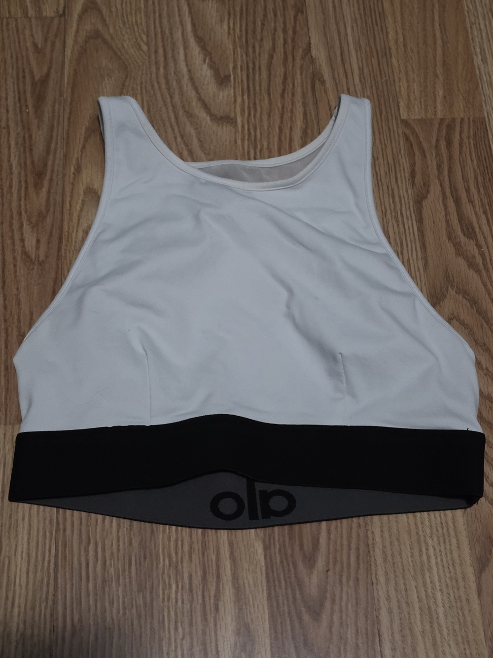 ALO Yoga White and Black Incline Workout Bra